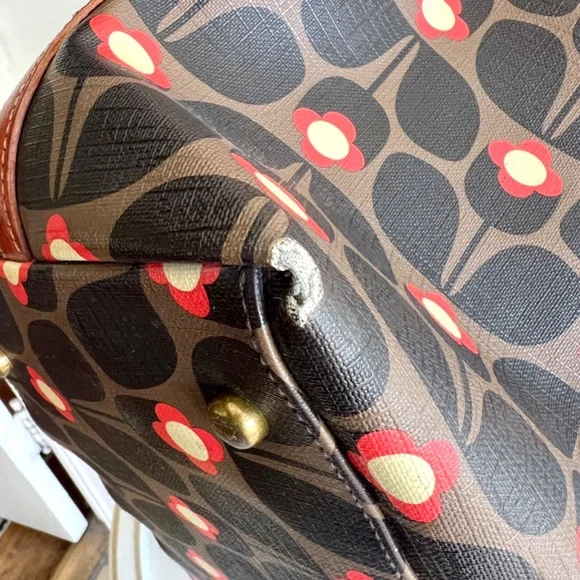 ORLA KIELY Large Coated Canvas Satchel Tote Bag with Leather Handles - Picture 15 of 16